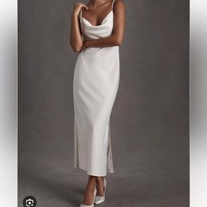 BHLDN Cali Satin Cowl-Neck Midi Dress